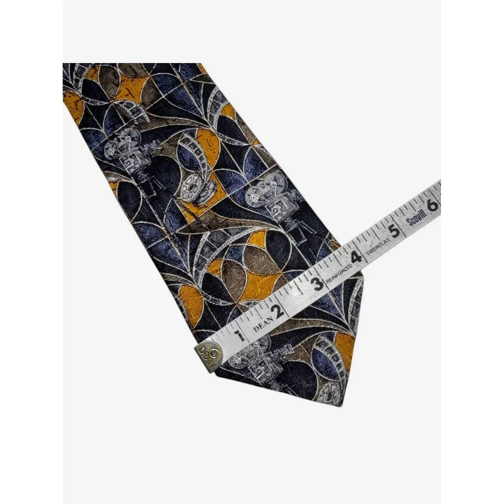 Ermenegildo Zegna Silk Tie Geometric Antique Movie Camera Film 3 3/4” x 59”
